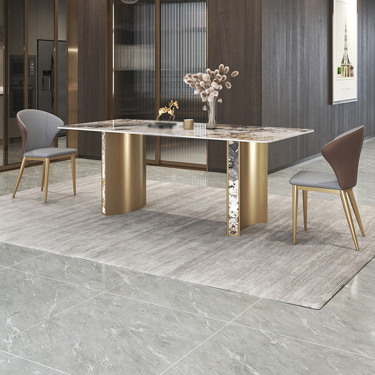 Luxury 1/3/4/5/7 Pieces Dining Set Sintered Stone Top Dining Table with Leather Chairs Clearhalo 'Dining Room Sets' 'Dining Tables & Seating' 'dining_room_set' 'furn' 'furn_dining_room_set' 'Furniture' 'furniture_dining_room_set' 'Kitchen & Dining Furniture' 4941013