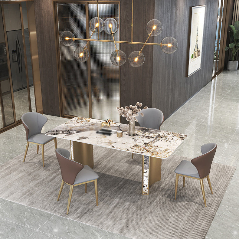 Luxury 1/3/4/5/7 Pieces Dining Set Sintered Stone Top Dining Table with Leather Chairs Clearhalo 'Dining Room Sets' 'Dining Tables & Seating' 'dining_room_set' 'furn' 'furn_dining_room_set' 'Furniture' 'furniture_dining_room_set' 'Kitchen & Dining Furniture' 4941014