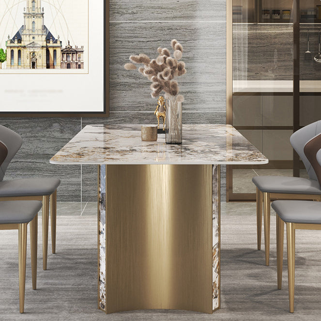 Luxury 1/3/4/5/7 Pieces Dining Set Sintered Stone Top Dining Table with Leather Chairs Clearhalo 'Dining Room Sets' 'Dining Tables & Seating' 'dining_room_set' 'furn' 'furn_dining_room_set' 'Furniture' 'furniture_dining_room_set' 'Kitchen & Dining Furniture' 4941019