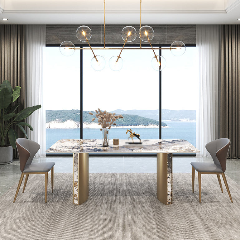 Luxury 1/3/4/5/7 Pieces Dining Set Sintered Stone Top Dining Table with Leather Chairs Clearhalo 'Dining Room Sets' 'Dining Tables & Seating' 'dining_room_set' 'furn' 'furn_dining_room_set' 'Furniture' 'furniture_dining_room_set' 'Kitchen & Dining Furniture' 4941021
