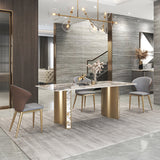 Luxury 1/3/4/5/7 Pieces Dining Set Sintered Stone Top Dining Table with Leather Chairs Clearhalo 'Dining Room Sets' 'Dining Tables & Seating' 'dining_room_set' 'furn' 'furn_dining_room_set' 'Furniture' 'furniture_dining_room_set' 'Kitchen & Dining Furniture' 4941022