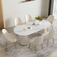 Glam 1/2/5/6/7 Pieces Dining Set Oval Sintered Stone Dining Table Set 7 Pieces: White Table, 6 Chairs Clearhalo 'Dining Room Sets' 'Dining Tables & Seating' 'dining_room_set' 'furn' 'furn_dining_room_set' 'Furniture' 'furniture_dining_room_set' 'Kitchen & Dining Furniture' 4941032