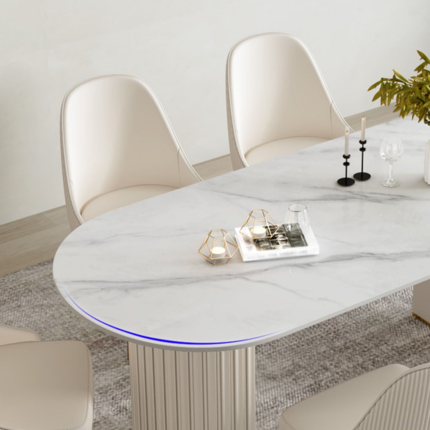 Glam 1/2/5/6/7 Pieces Dining Set Oval Sintered Stone Dining Table Set Clearhalo 'Dining Room Sets' 'Dining Tables & Seating' 'dining_room_set' 'furn' 'furn_dining_room_set' 'Furniture' 'furniture_dining_room_set' 'Kitchen & Dining Furniture' 4941035