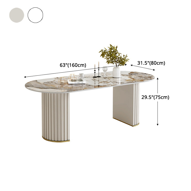 Glam 1/2/5/6/7 Pieces Dining Set Oval Sintered Stone Dining Table Set Clearhalo 'Dining Room Sets' 'Dining Tables & Seating' 'dining_room_set' 'furn' 'furn_dining_room_set' 'Furniture' 'furniture_dining_room_set' 'Kitchen & Dining Furniture' 4941041