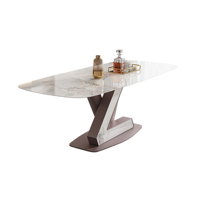 Contemporary 1/4/5/7 Pieces Dining Set Rectangle Dining Table Set with Pedestal Base White 79"L x 39"W Clearhalo 'Dining Room Sets' 'Dining Tables & Seating' 'dining_room_set' 'furn' 'furn_dining_room_set' 'Furniture' 'furniture_dining_room_set' 'Kitchen & Dining Furniture' 4941058