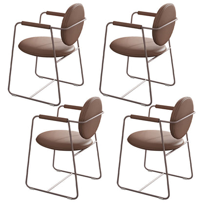 Contemporary 1/4/5/7 Pieces Dining Set Rectangle Dining Table Set with Pedestal Base 4 Brown Chairs Clearhalo 'Dining Room Sets' 'Dining Tables & Seating' 'dining_room_set' 'furn' 'furn_dining_room_set' 'Furniture' 'furniture_dining_room_set' 'Kitchen & Dining Furniture' 4941059