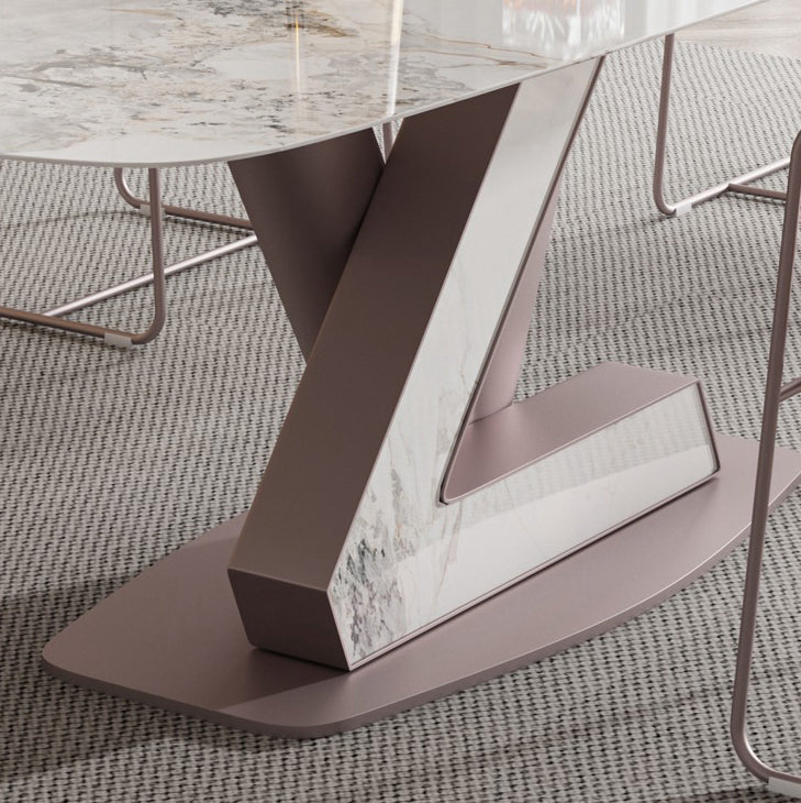 Contemporary 1/4/5/7 Pieces Dining Set Rectangle Dining Table Set with Pedestal Base Clearhalo 'Dining Room Sets' 'Dining Tables & Seating' 'dining_room_set' 'furn' 'furn_dining_room_set' 'Furniture' 'furniture_dining_room_set' 'Kitchen & Dining Furniture' 4941067