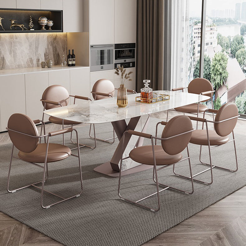 Contemporary 1/4/5/7 Pieces Dining Set Rectangle Dining Table Set with Pedestal Base Clearhalo 'Dining Room Sets' 'Dining Tables & Seating' 'dining_room_set' 'furn' 'furn_dining_room_set' 'Furniture' 'furniture_dining_room_set' 'Kitchen & Dining Furniture' 4941071