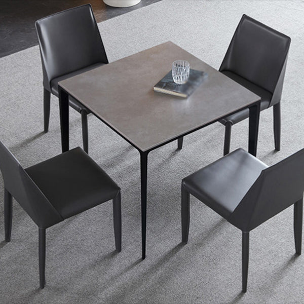Industrial Style 4 Legs Furniture Stone Square Dining Table for Dining Room Gray Without Chairs Clearhalo 'Dining Tables & Seating' 'Dining Tables' 'dining_table' 'furn' 'furn_dining_table' 'Furniture' 'furniture_dining_table' 'Kitchen & Dining Furniture' 'kitchen' 'kitchen_dining_table' 4941079