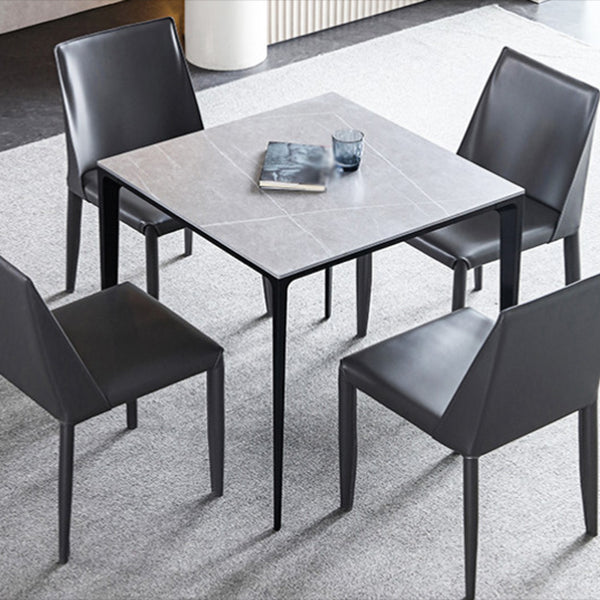 Industrial Style 4 Legs Furniture Stone Square Dining Table for Dining Room Light Gray Without Chairs Clearhalo 'Dining Tables & Seating' 'Dining Tables' 'dining_table' 'furn' 'furn_dining_table' 'Furniture' 'furniture_dining_table' 'Kitchen & Dining Furniture' 'kitchen' 'kitchen_dining_table' 4941081
