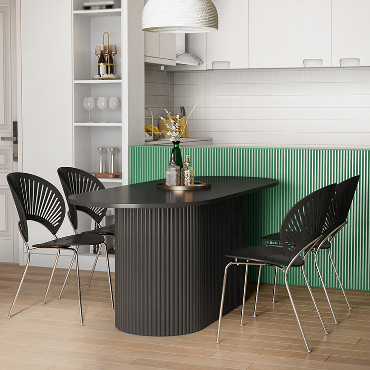 Solid Wood Base Contemporary Oval Indoor Table Pedestal Table for Dining Room Wood Black Clearhalo 'Dining Tables & Seating' 'Dining Tables' 'dining_table' 'furn' 'furn_dining_table' 'Furniture' 'furniture_dining_table' 'Kitchen & Dining Furniture' 'kitchen' 'kitchen_dining_table' 4941112