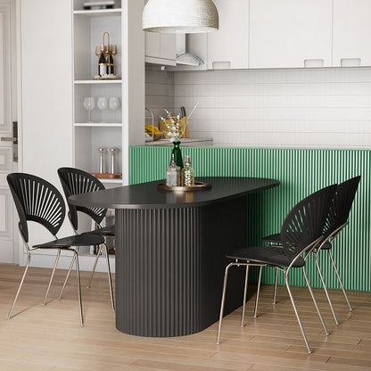 Solid Wood Base Contemporary Oval Indoor Table Pedestal Table for Dining Room Wood Black Clearhalo 'Dining Tables & Seating' 'Dining Tables' 'dining_table' 'furn' 'furn_dining_table' 'Furniture' 'furniture_dining_table' 'Kitchen & Dining Furniture' 'kitchen' 'kitchen_dining_table' 4941112