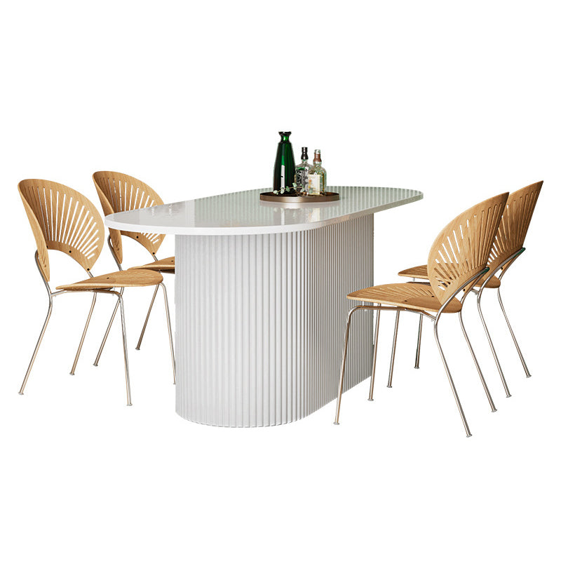 Solid Wood Base Contemporary Oval Indoor Table Pedestal Table for Dining Room Clearhalo 'Dining Tables & Seating' 'Dining Tables' 'dining_table' 'furn' 'furn_dining_table' 'Furniture' 'furniture_dining_table' 'Kitchen & Dining Furniture' 'kitchen' 'kitchen_dining_table' 4941121