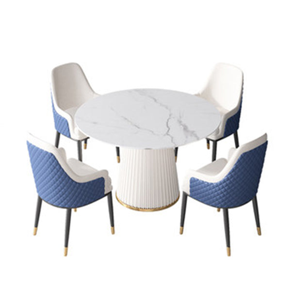 Sintered Stone White Table for Restaurant Luxury Round Dining Table with Pedestal Base Clearhalo 'Dining Tables & Seating' 'Dining Tables' 'dining_table' 'furn' 'furn_dining_table' 'Furniture' 'furniture_dining_table' 'Kitchen & Dining Furniture' 'kitchen' 'kitchen_dining_table' 4941141