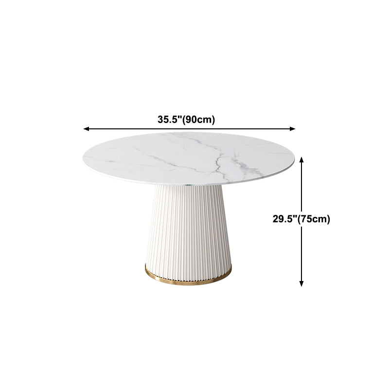 Sintered Stone White Table for Restaurant Luxury Round Dining Table with Pedestal Base Clearhalo 'Dining Tables & Seating' 'Dining Tables' 'dining_table' 'furn' 'furn_dining_table' 'Furniture' 'furniture_dining_table' 'Kitchen & Dining Furniture' 'kitchen' 'kitchen_dining_table' 4941145