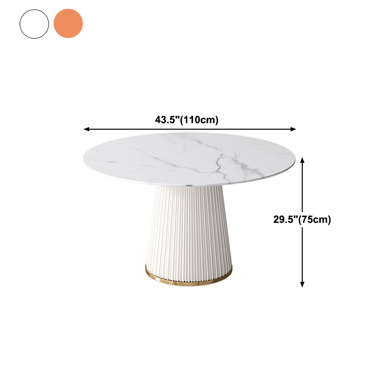 Sintered Stone White Table for Restaurant Luxury Round Dining Table with Pedestal Base Clearhalo 'Dining Tables & Seating' 'Dining Tables' 'dining_table' 'furn' 'furn_dining_table' 'Furniture' 'furniture_dining_table' 'Kitchen & Dining Furniture' 'kitchen' 'kitchen_dining_table' 4941147