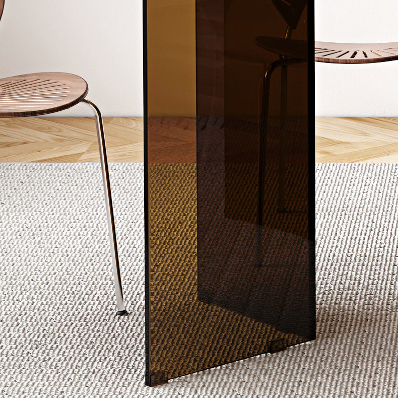 Tempered Glass Dining Table for Restaurant Modern Free Form Table with Double Pedestal Clearhalo 'Dining Tables & Seating' 'Dining Tables' 'dining_table' 'furn' 'furn_dining_table' 'Furniture' 'furniture_dining_table' 'Kitchen & Dining Furniture' 'kitchen' 'kitchen_dining_table' 4941172