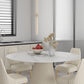 Modern Stone Top Dining Table Round Table with Wood Pedestal Base in White Clearhalo 'Dining Tables & Seating' 'Dining Tables' 'dining_table' 'furn' 'furn_dining_table' 'Furniture' 'furniture_dining_table' 'Kitchen & Dining Furniture' 'kitchen' 'kitchen_dining_table' 4941182
