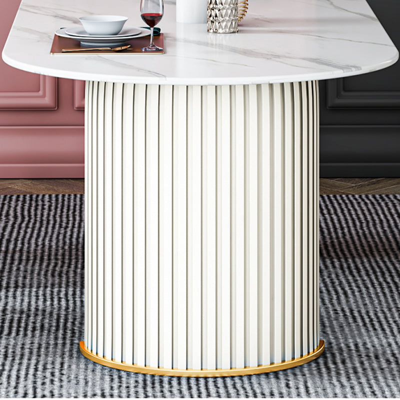 Stone Top Dining Table Contemporary Oval Dining Table with Sled Base Clearhalo 'Dining Tables & Seating' 'Dining Tables' 'dining_table' 'Furniture' 'furniture_dining_table' 'Kitchen & Dining Furniture' 'kitchen' 'kitchen_dining_table' 4941198
