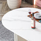 Stone Top Dining Table Contemporary Oval Dining Table with Sled Base Clearhalo 'Dining Tables & Seating' 'Dining Tables' 'dining_table' 'Furniture' 'furniture_dining_table' 'Kitchen & Dining Furniture' 'kitchen' 'kitchen_dining_table' 4941200