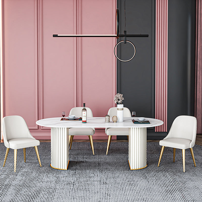 Stone Top Dining Table Contemporary Oval Dining Table with Sled Base Clearhalo 'Dining Tables & Seating' 'Dining Tables' 'dining_table' 'Furniture' 'furniture_dining_table' 'Kitchen & Dining Furniture' 'kitchen' 'kitchen_dining_table' 4941204