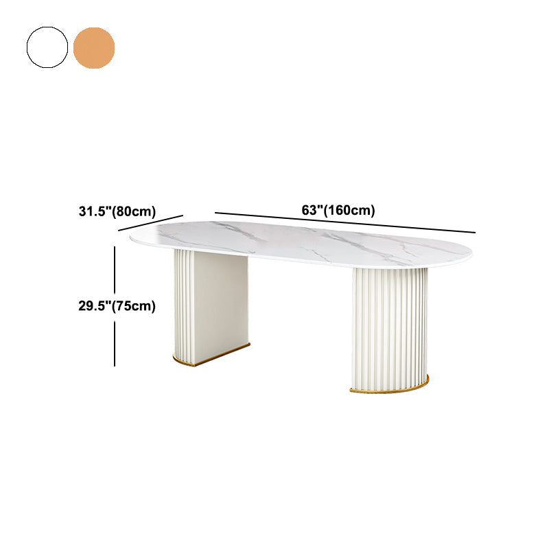 Stone Top Dining Table Contemporary Oval Dining Table with Sled Base Clearhalo 'Dining Tables & Seating' 'Dining Tables' 'dining_table' 'Furniture' 'furniture_dining_table' 'Kitchen & Dining Furniture' 'kitchen' 'kitchen_dining_table' 4941209