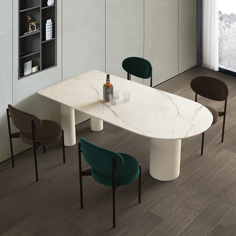 Stone Contemporary Free Form Dinner Table Matte Finish Table for Home White Without Chairs Clearhalo 'Dining Tables & Seating' 'Dining Tables' 'dining_table' 'furn' 'furn_dining_table' 'Furniture' 'furniture_dining_table' 'Kitchen & Dining Furniture' 'kitchen' 'kitchen_dining_table' 4941224