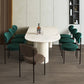 Stone Contemporary Free Form Dinner Table Matte Finish Table for Home White 63"L x 27.6"W x 29.5"H Without Chairs Clearhalo 'Dining Tables & Seating' 'Dining Tables' 'dining_table' 'furn' 'furn_dining_table' 'Furniture' 'furniture_dining_table' 'Kitchen & Dining Furniture' 'kitchen' 'kitchen_dining_table' 4941226
