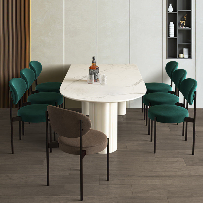 Stone Contemporary Free Form Dinner Table Matte Finish Table for Home White 63"L x 27.6"W x 29.5"H Without Chairs Clearhalo 'Dining Tables & Seating' 'Dining Tables' 'dining_table' 'furn' 'furn_dining_table' 'Furniture' 'furniture_dining_table' 'Kitchen & Dining Furniture' 'kitchen' 'kitchen_dining_table' 4941226