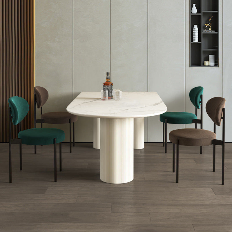 Stone Contemporary Free Form Dinner Table Matte Finish Table for Home White 70.9"L x 31.5"W x 29.5"H Without Chairs Clearhalo 'Dining Tables & Seating' 'Dining Tables' 'dining_table' 'furn' 'furn_dining_table' 'Furniture' 'furniture_dining_table' 'Kitchen & Dining Furniture' 'kitchen' 'kitchen_dining_table' 4941227