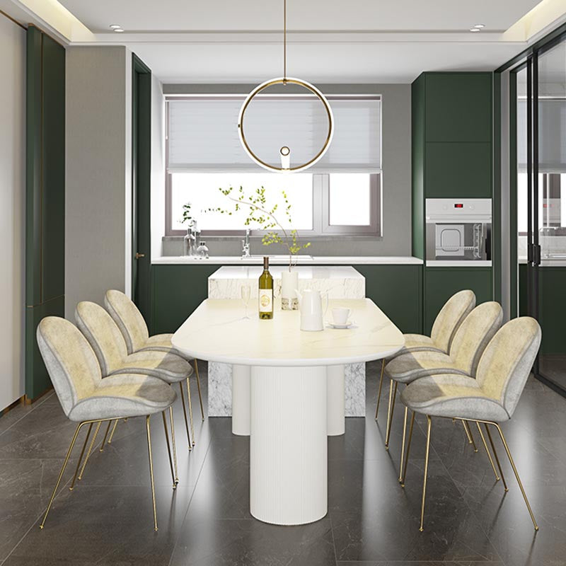 Stone Contemporary Free Form Dinner Table Matte Finish Table for Home Clearhalo 'Dining Tables & Seating' 'Dining Tables' 'dining_table' 'furn' 'furn_dining_table' 'Furniture' 'furniture_dining_table' 'Kitchen & Dining Furniture' 'kitchen' 'kitchen_dining_table' 4941232