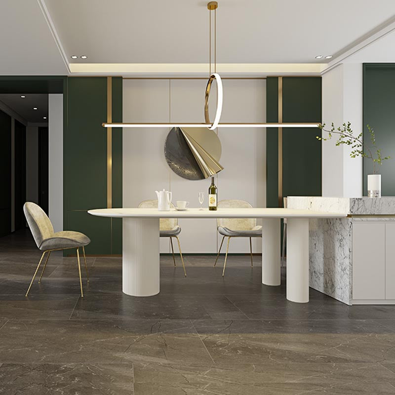 Stone Contemporary Free Form Dinner Table Matte Finish Table for Home Clearhalo 'Dining Tables & Seating' 'Dining Tables' 'dining_table' 'furn' 'furn_dining_table' 'Furniture' 'furniture_dining_table' 'Kitchen & Dining Furniture' 'kitchen' 'kitchen_dining_table' 4941233
