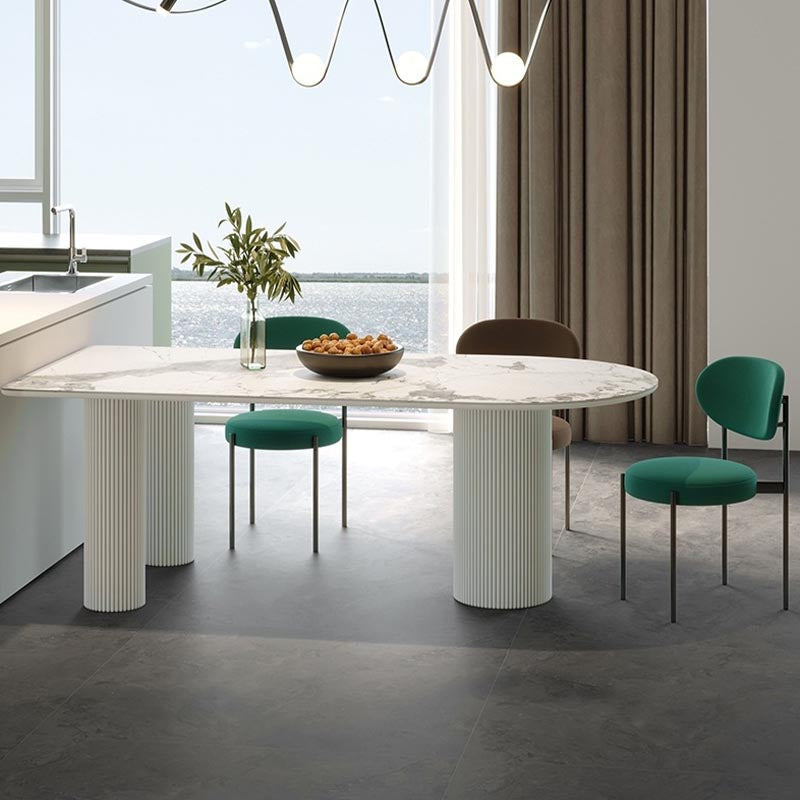 Stone Contemporary Free Form Dinner Table Matte Finish Table for Home Clearhalo 'Dining Tables & Seating' 'Dining Tables' 'dining_table' 'furn' 'furn_dining_table' 'Furniture' 'furniture_dining_table' 'Kitchen & Dining Furniture' 'kitchen' 'kitchen_dining_table' 4941235