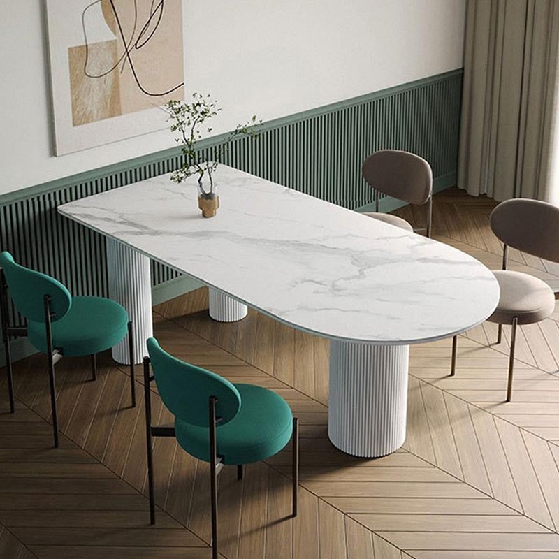 Stone Contemporary Free Form Dinner Table Matte Finish Table for Home Clearhalo 'Dining Tables & Seating' 'Dining Tables' 'dining_table' 'furn' 'furn_dining_table' 'Furniture' 'furniture_dining_table' 'Kitchen & Dining Furniture' 'kitchen' 'kitchen_dining_table' 4941237