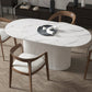 White Top Dining Table Traditional Luxury Oval Table with Pedestal Base Stone 70.9"L x 31.5"W x 29.5"H Without Chairs Clearhalo 'Dining Tables & Seating' 'Dining Tables' 'dining_table' 'furn' 'furn_dining_table' 'Furniture' 'furniture_dining_table' 'Kitchen & Dining Furniture' 'kitchen' 'kitchen_dining_table' 4941246
