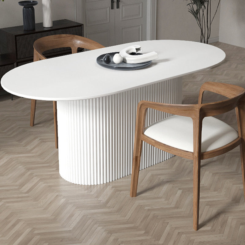 White Top Dining Table Traditional Luxury Oval Table with Pedestal Base Clearhalo 'Dining Tables & Seating' 'Dining Tables' 'dining_table' 'furn' 'furn_dining_table' 'Furniture' 'furniture_dining_table' 'Kitchen & Dining Furniture' 'kitchen' 'kitchen_dining_table' 4941250
