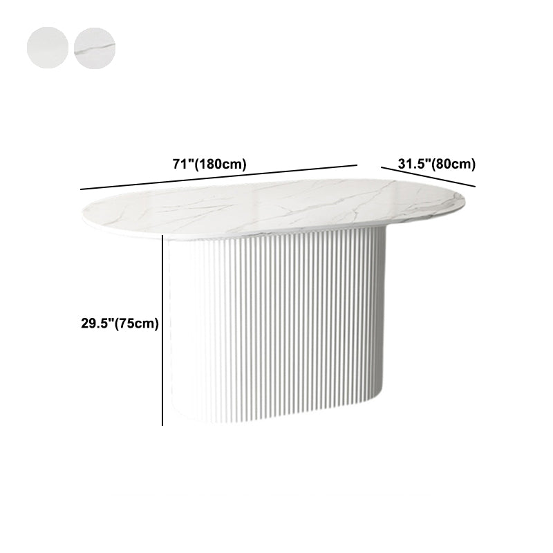 White Top Dining Table Traditional Luxury Oval Table with Pedestal Base Clearhalo 'Dining Tables & Seating' 'Dining Tables' 'dining_table' 'furn' 'furn_dining_table' 'Furniture' 'furniture_dining_table' 'Kitchen & Dining Furniture' 'kitchen' 'kitchen_dining_table' 4941253