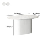 White Top Dining Table Traditional Luxury Oval Table with Pedestal Base Clearhalo 'Dining Tables & Seating' 'Dining Tables' 'dining_table' 'furn' 'furn_dining_table' 'Furniture' 'furniture_dining_table' 'Kitchen & Dining Furniture' 'kitchen' 'kitchen_dining_table' 4941253