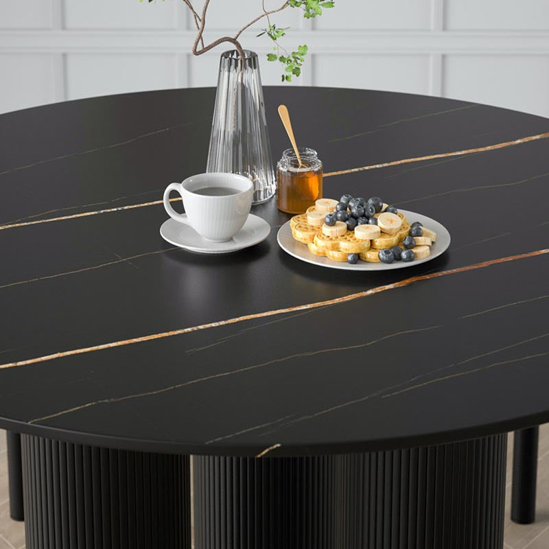 Stone Contemporary Round Dining Table Matte Finish 3 Legs Table for Kitchen Clearhalo 'Dining Tables & Seating' 'Dining Tables' 'dining_table' 'furn' 'furn_dining_table' 'Furniture' 'furniture_dining_table' 'Kitchen & Dining Furniture' 'kitchen' 'kitchen_dining_table' 4941261