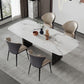 Rectangle Stone Top Dining Table Contemporary Dining Table with Double Pedestal Base White Without Chairs Clearhalo 'Dining Tables & Seating' 'Dining Tables' 'dining_table' 'furn' 'furn_dining_table' 'Furniture' 'furniture_dining_table' 'Kitchen & Dining Furniture' 'kitchen' 'kitchen_dining_table' 4941273