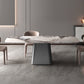 Rectangle Stone Dining Table Modern Dining Table with Pedestal Base Gray 63"L x 35.4"W x 29.5"H Without Chairs Clearhalo 'Dining Tables & Seating' 'Dining Tables' 'dining_table' 'furn' 'furn_dining_table' 'Furniture' 'furniture_dining_table' 'Kitchen & Dining Furniture' 'kitchen' 'kitchen_dining_table' 4941285