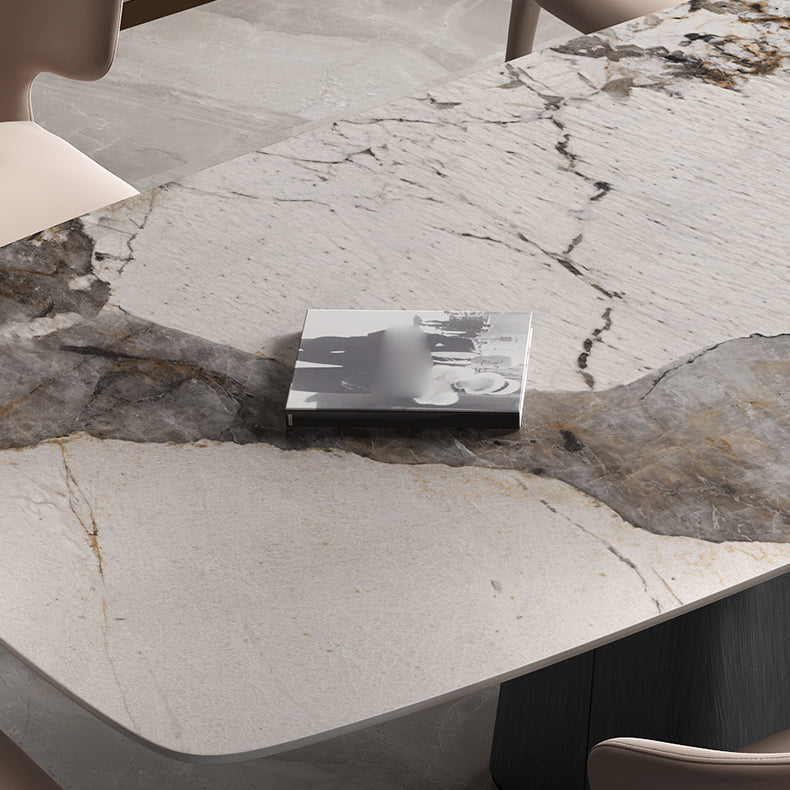 Rectangle Stone Dining Table Modern Dining Table with Pedestal Base Clearhalo 'Dining Tables & Seating' 'Dining Tables' 'dining_table' 'furn' 'furn_dining_table' 'Furniture' 'furniture_dining_table' 'Kitchen & Dining Furniture' 'kitchen' 'kitchen_dining_table' 4941289