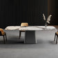 Stone Top Dining Table Contemporary Rectangle Table with Pedestal Base Grey Without Chairs Clearhalo 'Dining Tables & Seating' 'Dining Tables' 'dining_table' 'furn' 'furn_dining_table' 'Furniture' 'furniture_dining_table' 'Kitchen & Dining Furniture' 'kitchen' 'kitchen_dining_table' 4941299