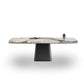 Stone Top Dining Table Contemporary Rectangle Table with Pedestal Base Clearhalo 'Dining Tables & Seating' 'Dining Tables' 'dining_table' 'furn' 'furn_dining_table' 'Furniture' 'furniture_dining_table' 'Kitchen & Dining Furniture' 'kitchen' 'kitchen_dining_table' 4941303