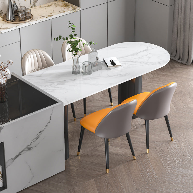 Modern Style Dining Table White Sintered Stone Dining Table with Metal Base for Kitchen 47.2"L x 23.6"W x 29.5"H Without Chairs Clearhalo 'Dining Tables & Seating' 'Dining Tables' 'dining_table' 'furn' 'furn_dining_table' 'Furniture' 'furniture_dining_table' 'Kitchen & Dining Furniture' 'kitchen' 'kitchen_dining_table' 4941329