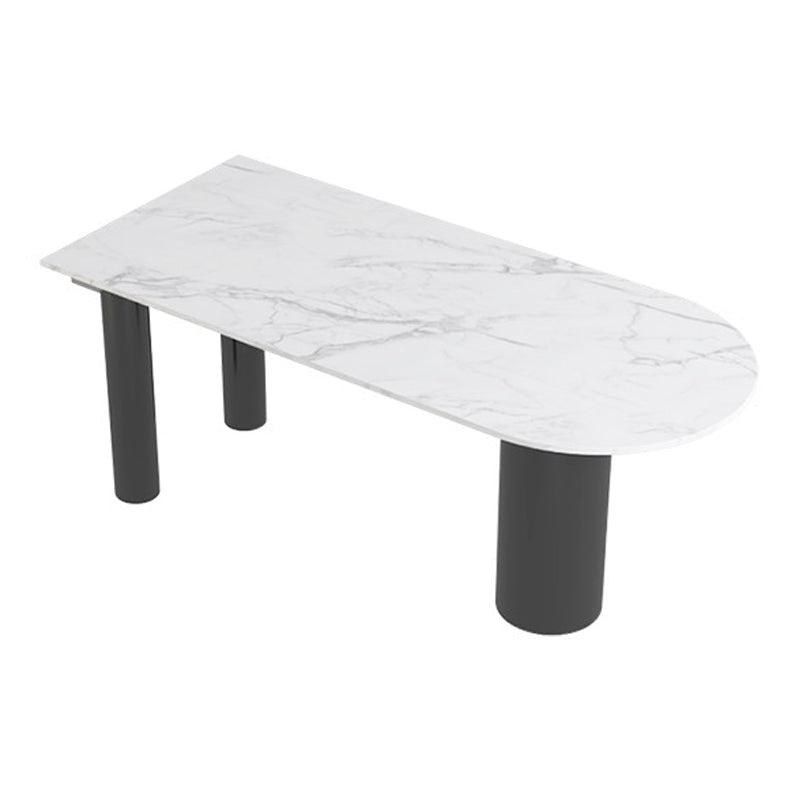 Modern Style Dining Table White Sintered Stone Dining Table with Metal Base for Kitchen Clearhalo 'Dining Tables & Seating' 'Dining Tables' 'dining_table' 'furn' 'furn_dining_table' 'Furniture' 'furniture_dining_table' 'Kitchen & Dining Furniture' 'kitchen' 'kitchen_dining_table' 4941330