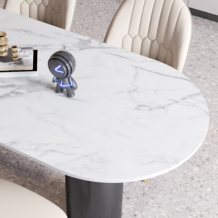 Modern Style Dining Table White Sintered Stone Dining Table with Metal Base for Kitchen Clearhalo 'Dining Tables & Seating' 'Dining Tables' 'dining_table' 'furn' 'furn_dining_table' 'Furniture' 'furniture_dining_table' 'Kitchen & Dining Furniture' 'kitchen' 'kitchen_dining_table' 4941331