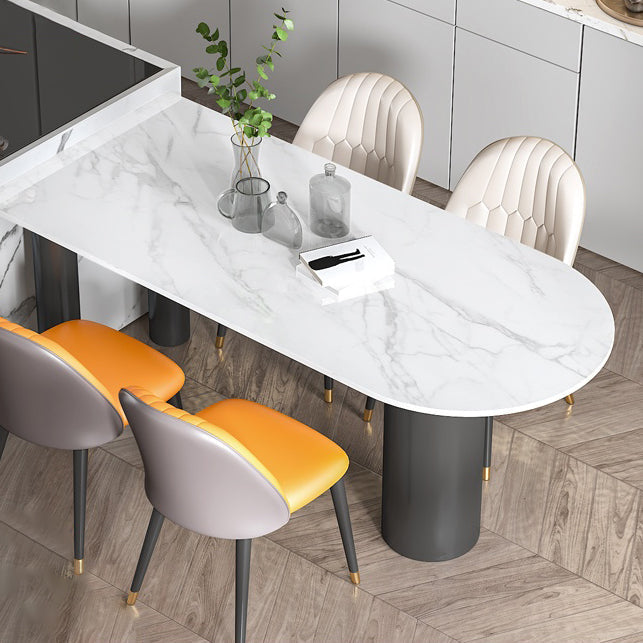 Modern Style Dining Table White Sintered Stone Dining Table with Metal Base for Kitchen Clearhalo 'Dining Tables & Seating' 'Dining Tables' 'dining_table' 'furn' 'furn_dining_table' 'Furniture' 'furniture_dining_table' 'Kitchen & Dining Furniture' 'kitchen' 'kitchen_dining_table' 4941335