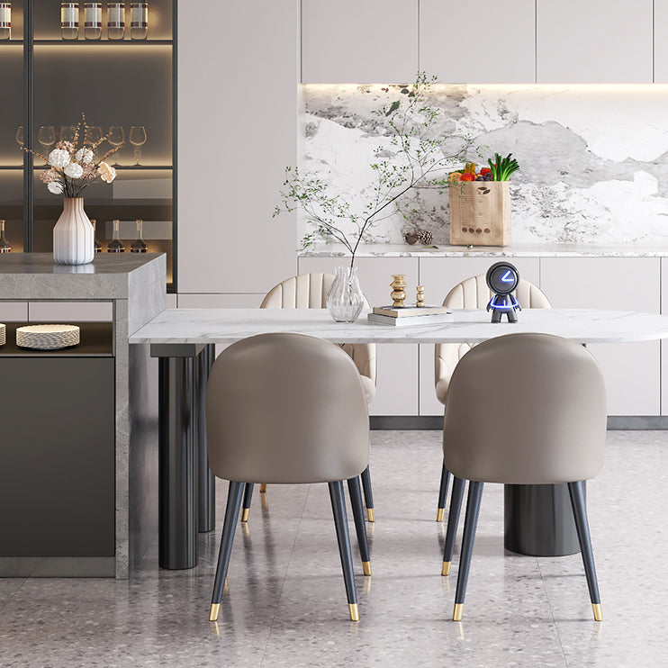 Modern Style Dining Table White Sintered Stone Dining Table with Metal Base for Kitchen Clearhalo 'Dining Tables & Seating' 'Dining Tables' 'dining_table' 'furn' 'furn_dining_table' 'Furniture' 'furniture_dining_table' 'Kitchen & Dining Furniture' 'kitchen' 'kitchen_dining_table' 4941336