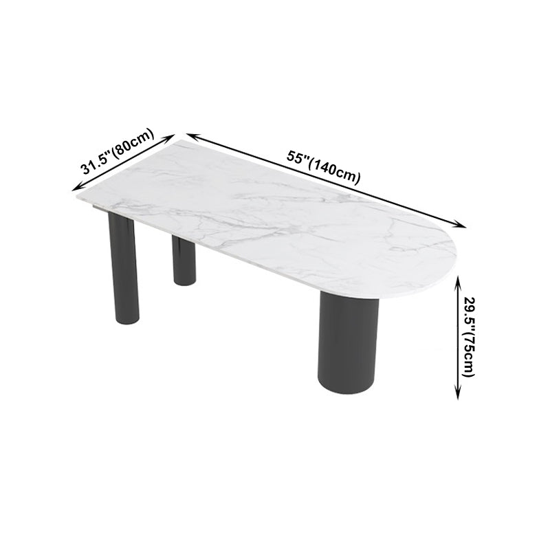 Modern Style Dining Table White Sintered Stone Dining Table with Metal Base for Kitchen Clearhalo 'Dining Tables & Seating' 'Dining Tables' 'dining_table' 'furn' 'furn_dining_table' 'Furniture' 'furniture_dining_table' 'Kitchen & Dining Furniture' 'kitchen' 'kitchen_dining_table' 4941340